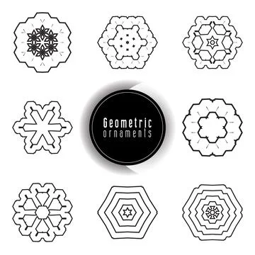 Geometric ornaments design set vector Stock Illustration