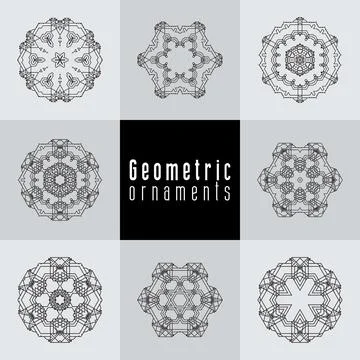 Geometric ornaments design set vector Stock Illustration