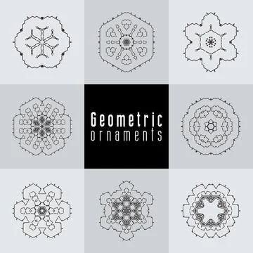 Geometric ornaments design set vector Stock Illustration