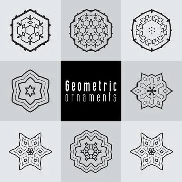 Geometric ornaments design set vector 스톡 일러스트