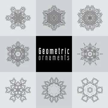 Geometric ornaments design set vector Stock Illustration