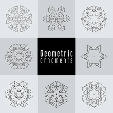 Geometric ornaments design set vector Stock Illustration