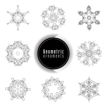 Geometric ornaments design set vector Stock Illustration