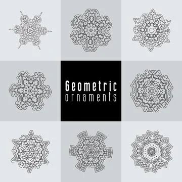 Geometric ornaments design set vector Stock Illustration