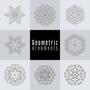 Geometric ornaments design set vector Stock Illustration