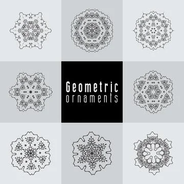 Geometric ornaments design set vector Stock Illustration