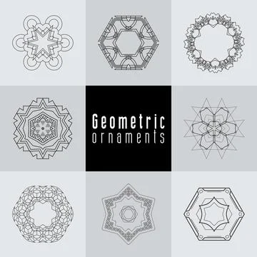 Geometric ornaments design set vector Stock Illustration