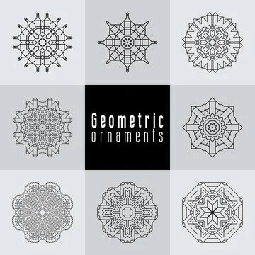 Geometric ornaments design set vector Stock Illustration