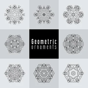 Geometric ornaments design set vector Stock Illustration
