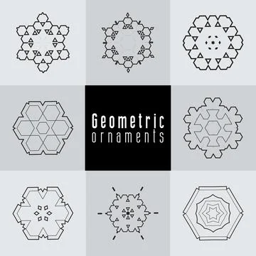 Geometric ornaments design set vector Stock Illustration