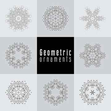 Geometric ornaments design set vector Stock Illustration