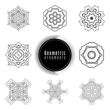 Geometric ornaments design set vector Stock Illustration