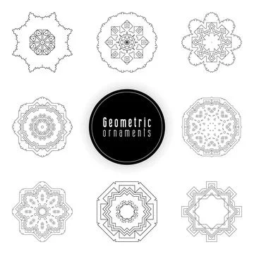 Geometric ornaments design set vector Stock Illustration