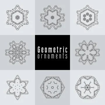 Geometric ornaments design set vector Stock Illustration