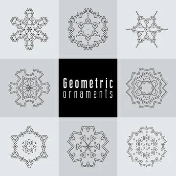 Geometric ornaments design set vector Stock Illustration