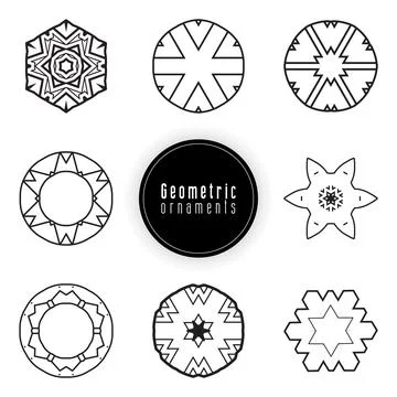 Geometric ornaments design set vector Stock Illustration