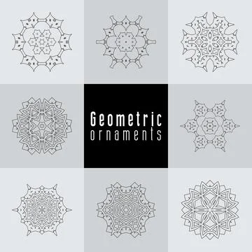 Geometric ornaments design set vector Stock Illustration