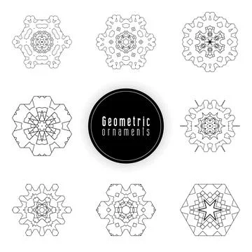 Geometric ornaments design set vector Stock Illustration
