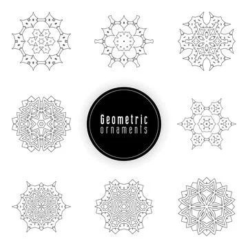Geometric ornaments design set vector Stock Illustration