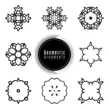 Geometric ornaments design set vector Stock Illustration