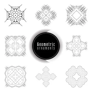 Geometric ornaments design set vector Stock Illustration