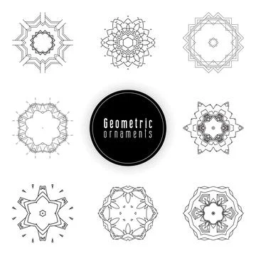 Geometric ornaments design set vector Stock Illustration