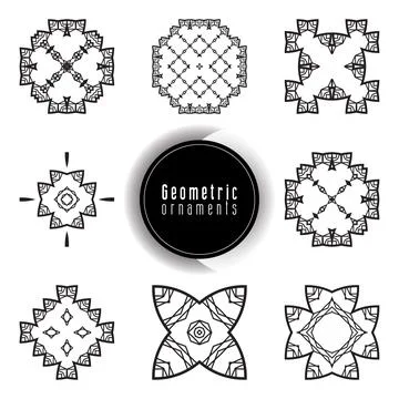 Geometric ornaments design set vector Stock Illustration