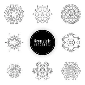 Geometric ornaments design set vector Stock Illustration