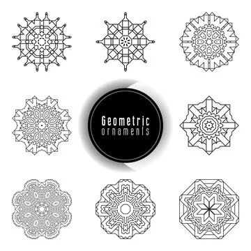 Geometric ornaments design set vector Stock Illustration