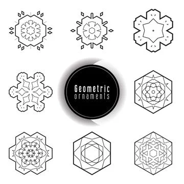Geometric ornaments design set vector Stock Illustration