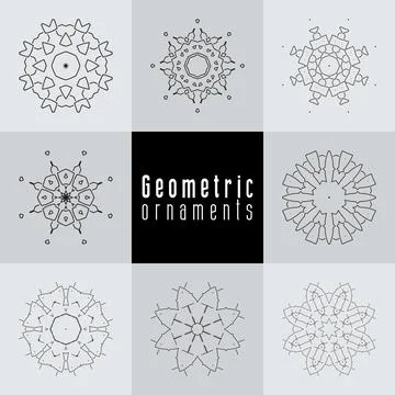 Geometric ornaments design set vector Stock Illustration