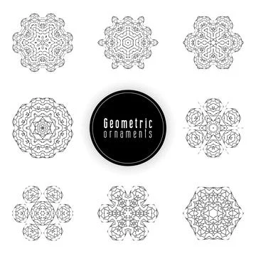 Geometric ornaments design set vector Stock Illustration