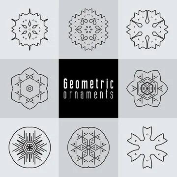Geometric ornaments design set vector Stock Illustration