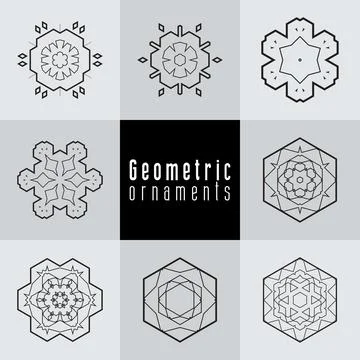 Geometric ornaments design set vector Stock Illustration