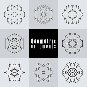 Geometric ornaments design set vector Stock Illustration