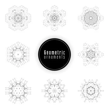 Geometric ornaments design set vector 스톡 일러스트