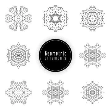 Geometric ornaments design set vector Stock Illustration