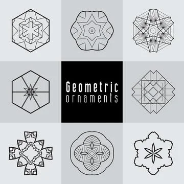 Geometric ornaments design set vector Stock Illustration