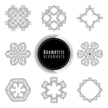 Geometric ornaments design set vector Stock Illustration