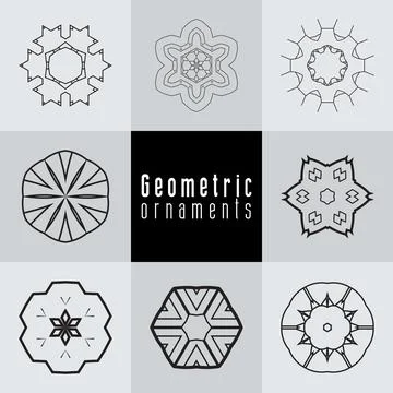 Geometric ornaments design set vector Stock Illustration
