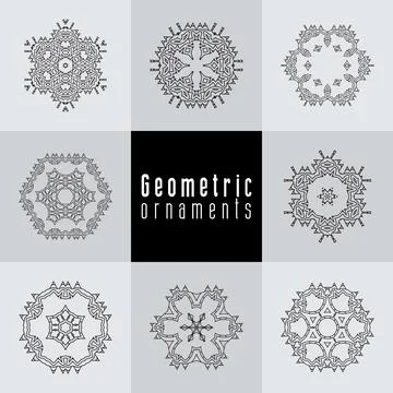 Geometric ornaments design set vector Stock Illustration