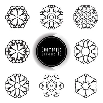 Geometric ornaments design set vector Stock Illustration