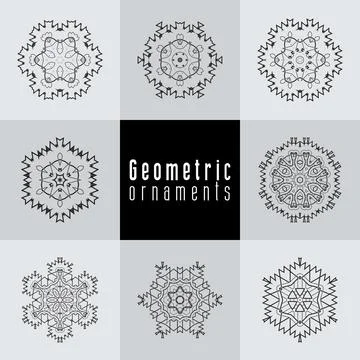 Geometric ornaments design set vector Stock Illustration