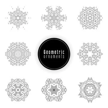 Geometric ornaments design set vector Stock Illustration