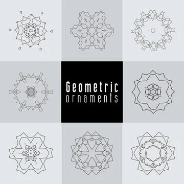Geometric ornaments design set vector Stock Illustration