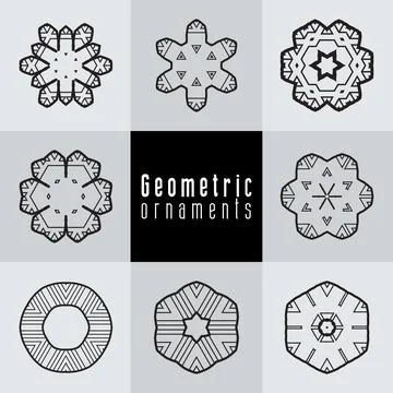 Geometric ornaments design set vector Stock Illustration