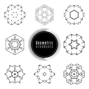Geometric ornaments design set vector Stock Illustration