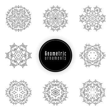 Geometric ornaments design set vector Stock Illustration
