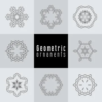 Geometric ornaments design set vector Stock Illustration