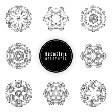 Geometric ornaments design set vector Stock Illustration